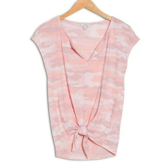 NWT Lucky Brand Super Soft Cotton Camo Tie-Front T-Shirt Top - Picture 5 of 7